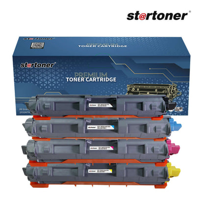 Instalando tóner color Brother TN245/TN255, 2500 páginas, en la ranura de carga de una impresora Brother · Startoner