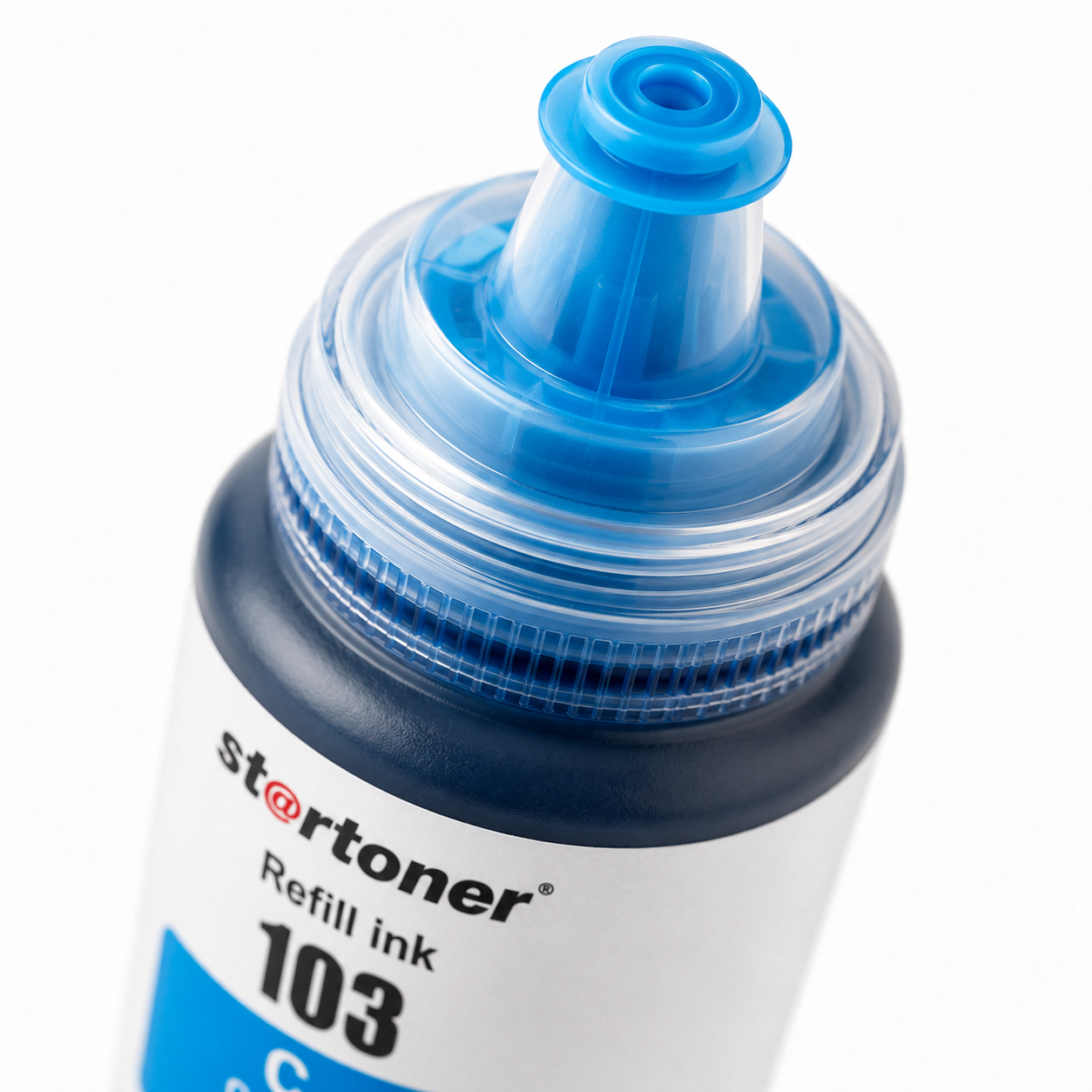 Botella tinta Epson 103 compatible · detalle del tapón