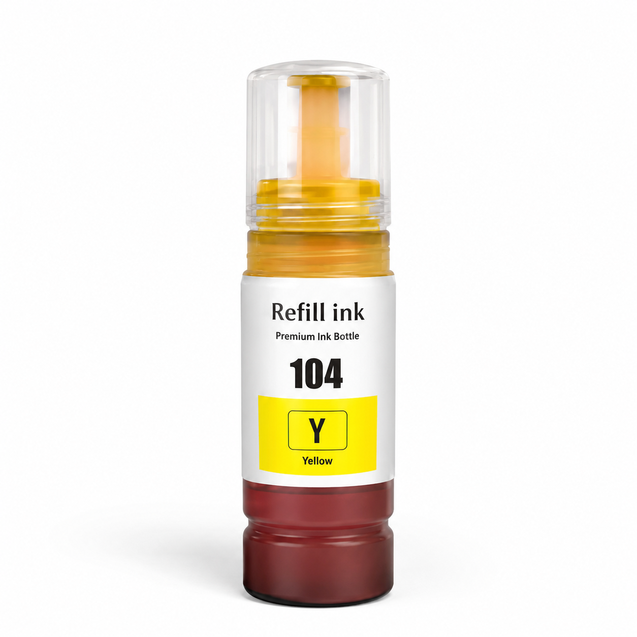 Botella tinta Epson 104 Amarillo compatible · ISO 9001