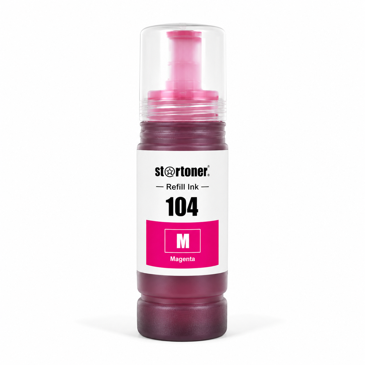 Botella tinta Epson 104 Magenta compatible · ISO 9001