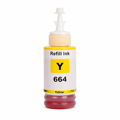 Botella tinta Epson 664 Amarillo compatible · ISO 9001