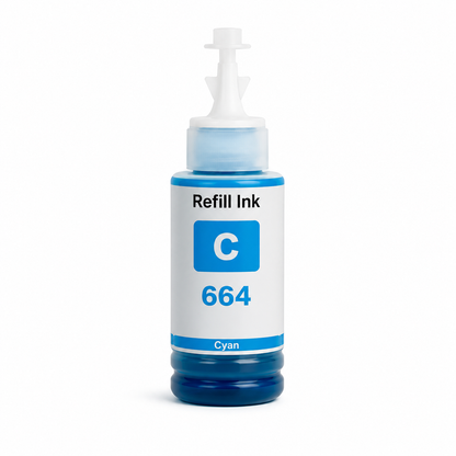Botella tinta Epson 664 Cian compatible · ISO 9001