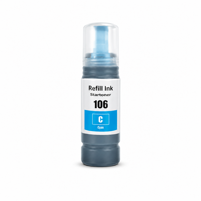 Botella tinta Epson 106 Cian compatible · ISO 9001