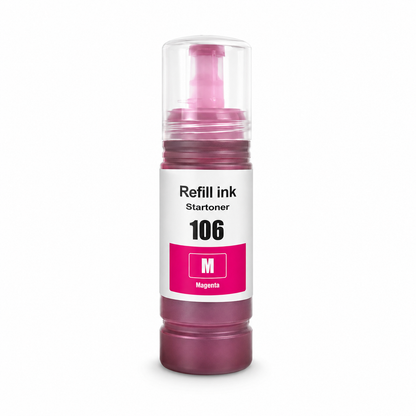 Botella tinta Epson 106 Magenta compatible · ISO 9001