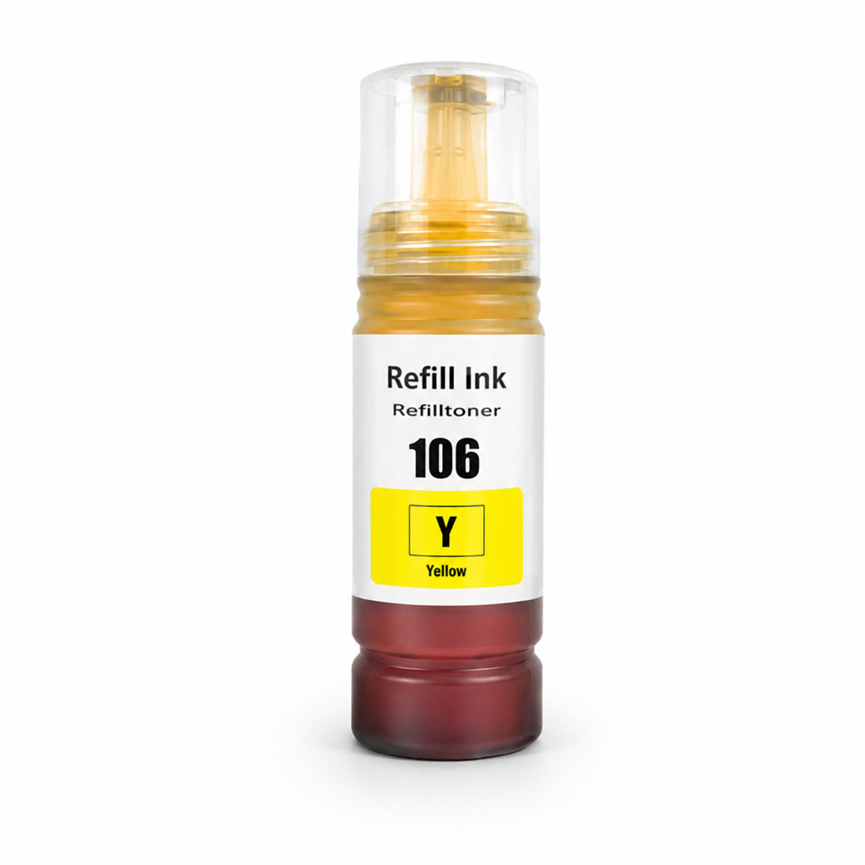Botella tinta Epson 106 Amarillo compatible · ISO 9001