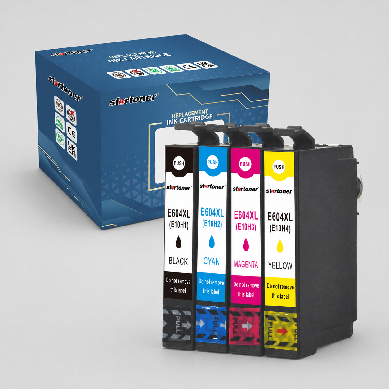 Cartuchos tinta Epson 604XL compatible — Negro, Cian, Magenta, Amarillo · ISO 9001