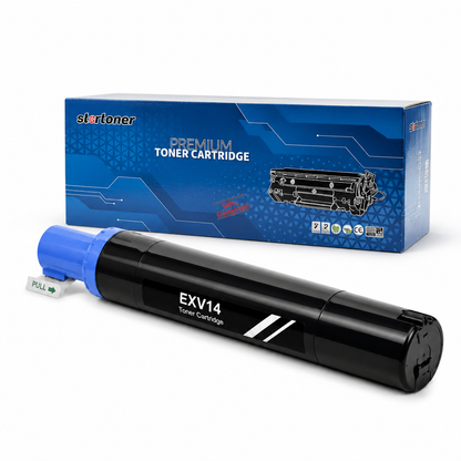 Tóner Canon C-EXV14 compatible — vista con caja Startoner · 8.300 págs · ISO 9001