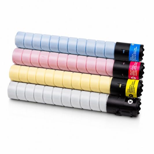 Tóner Konica Minolta TN216 compatible — Negro, Cian, Magenta, Amarillo · ISO 9001