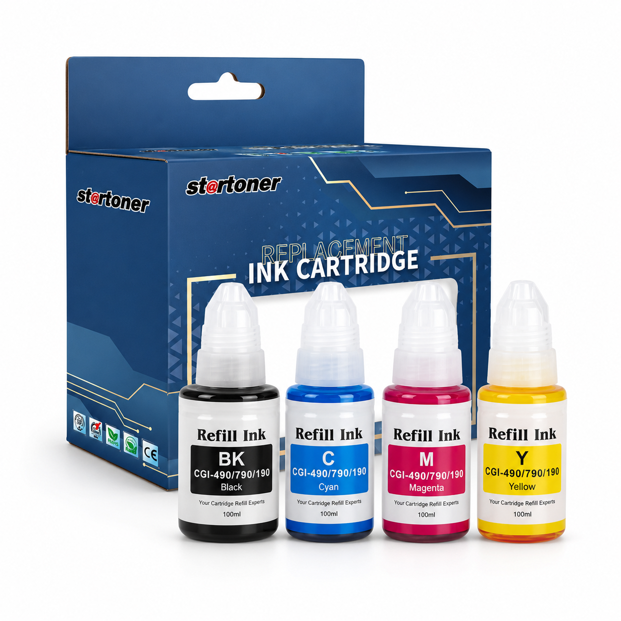 Set botellas tinta Canon G2411 compatible · 4 colores · Startoner