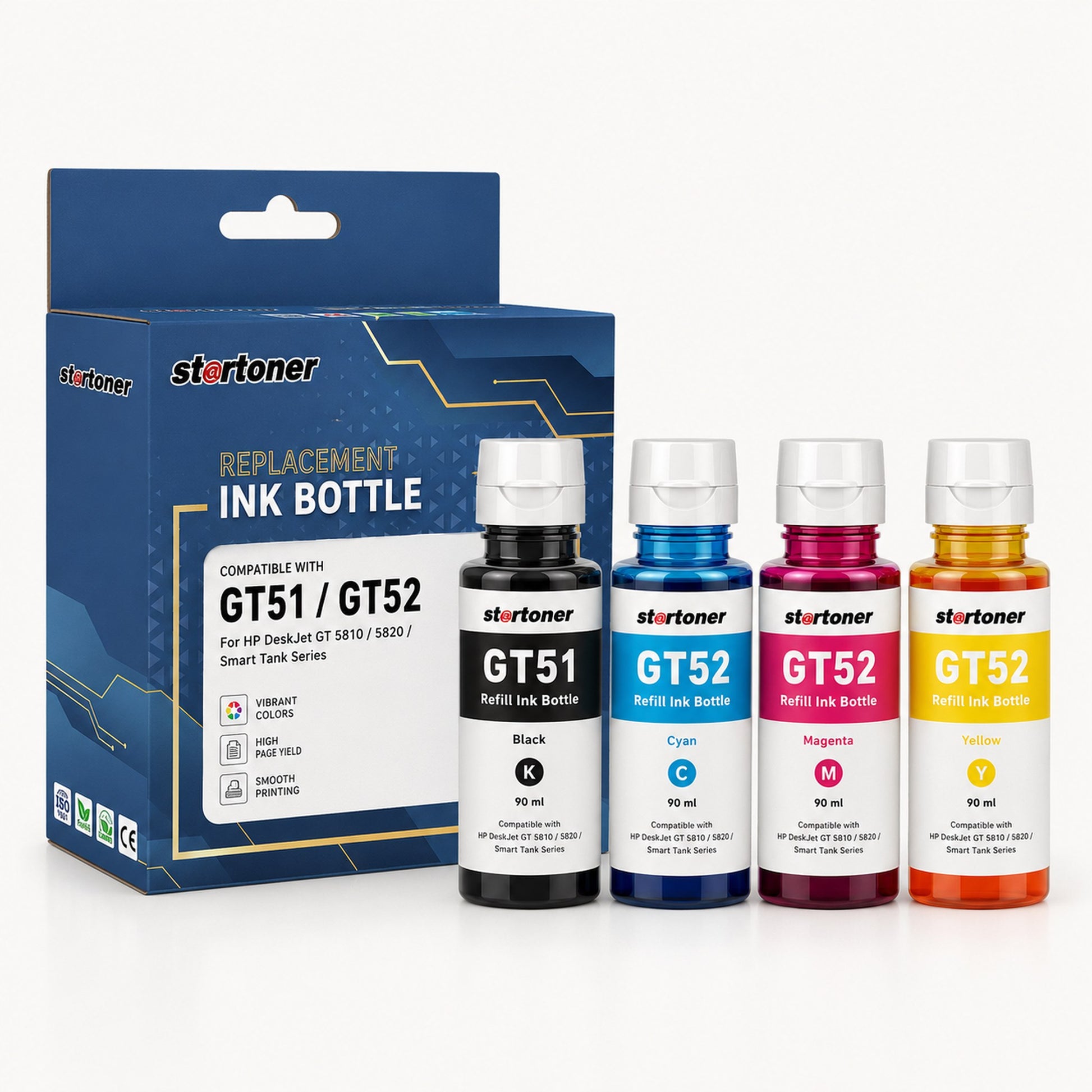 HP GT51 GT52 botellas tinta refill compatible — caja y botellas | Startoner