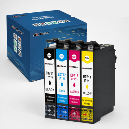 Cartuchos tinta Epson T0711/T0712/T0713/T0714 compatible — Negro, Cian, Magenta, Amarillo
