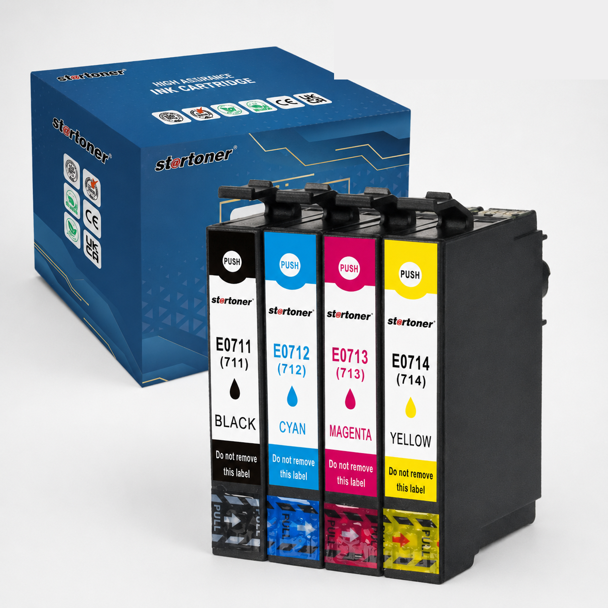 Cartuchos tinta Epson T0711/T0712/T0713/T0714 compatible — Negro, Cian, Magenta, Amarillo